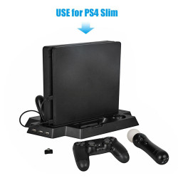 PS4 Slim / PS4 Universal Controller Charger with Cooling Fans, Vertical Stand Dual Controllers Charging Station