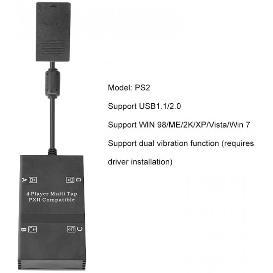 Multitap for PS2, 4 Player Multi-Tap Adapter